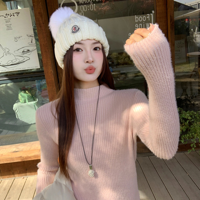 【一体绒保暖毛衣】半高领针织衫