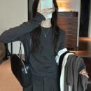 灰色长袖打底衫女内搭可外穿早秋新款高级感T恤2025修身黑色上衣