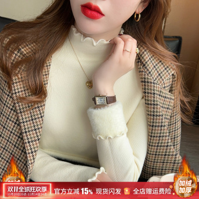 修身高级感木耳边针织打底衫