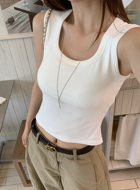 龙妹白色吊带带胸垫背心女夏外穿内搭2026新款宽肩遮副乳无袖上衣
