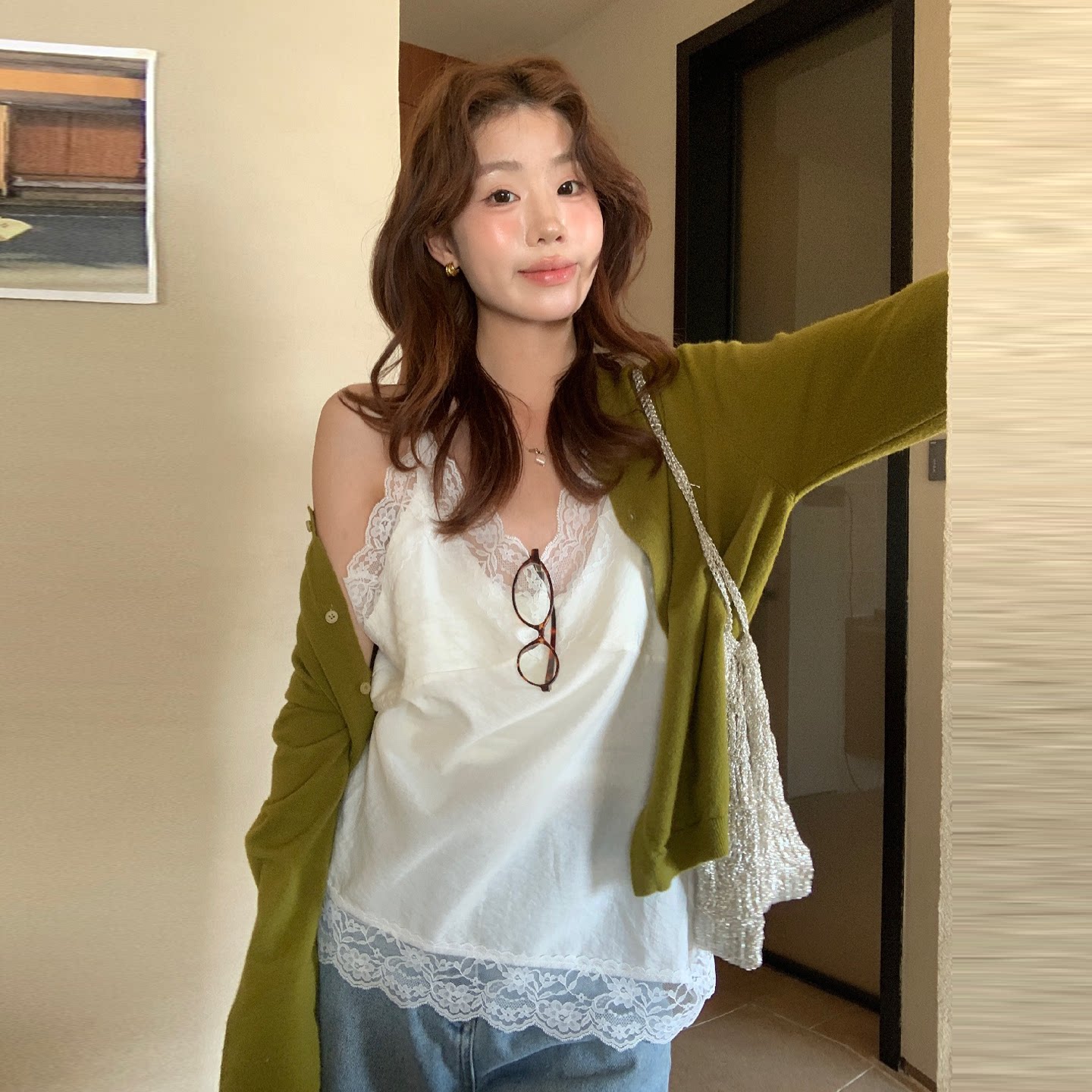 【蕾丝拼接V领小吊带】纯欲百搭图片