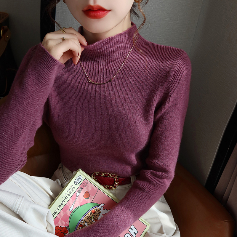 半高领内搭保暖针织衫毛衣女上衣