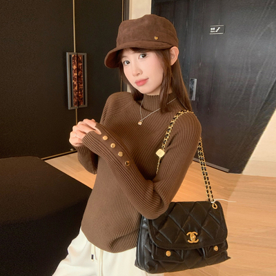 【修身】半高领针织衫女内搭打底