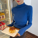 宝蓝色毛衣针织长袖 内搭秋冬新款 上衣 女款 克莱因蓝色半高领打底衫