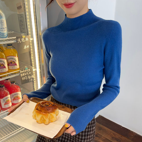 高级感半高领针织衫女修身