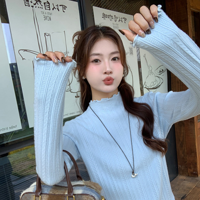【秋冬软糯木耳边针织打底衫】