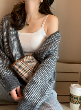 针织小吊带背心外穿2026春夏季女士西装内搭白色短款黑色打底上衣