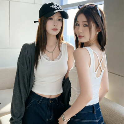 【纯欲蕾丝风】免Bra修身小吊带