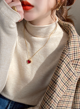 半高领打底衫女士秋冬季内搭毛衣洋气2026年新款针织加绒保暖上衣