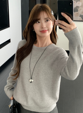 龙妹灰色羊绒毛衣打底衫女内搭2025冬新款宽松慵懒高级感针织上衣