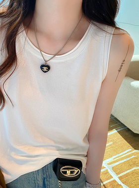 冰丝针织吊带背心女内搭2026春新款宽松高级打底白色无袖上衣外穿