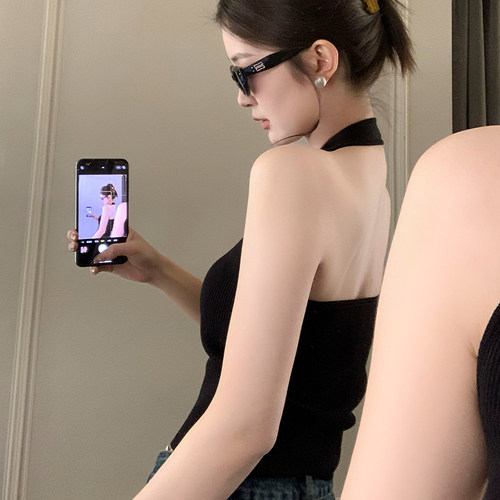 【挂脖美背针织背心】纯欲高级感