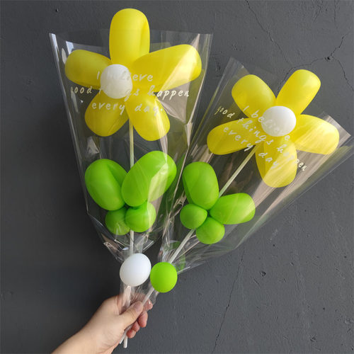 气球小花束单只透明套袋英文法式