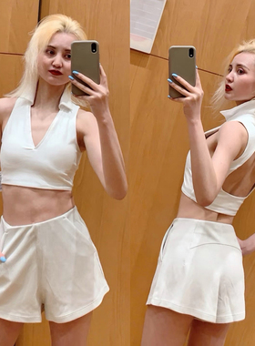 Collared Tennis 女士有领长款运动内衣B/C 翻领网球背心运动内衣