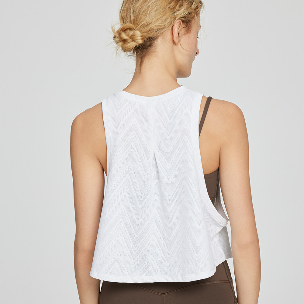 女无袖背心透气亲肤瑜伽上衣 短款宽松瑜伽背心 跑步健身运动罩衫