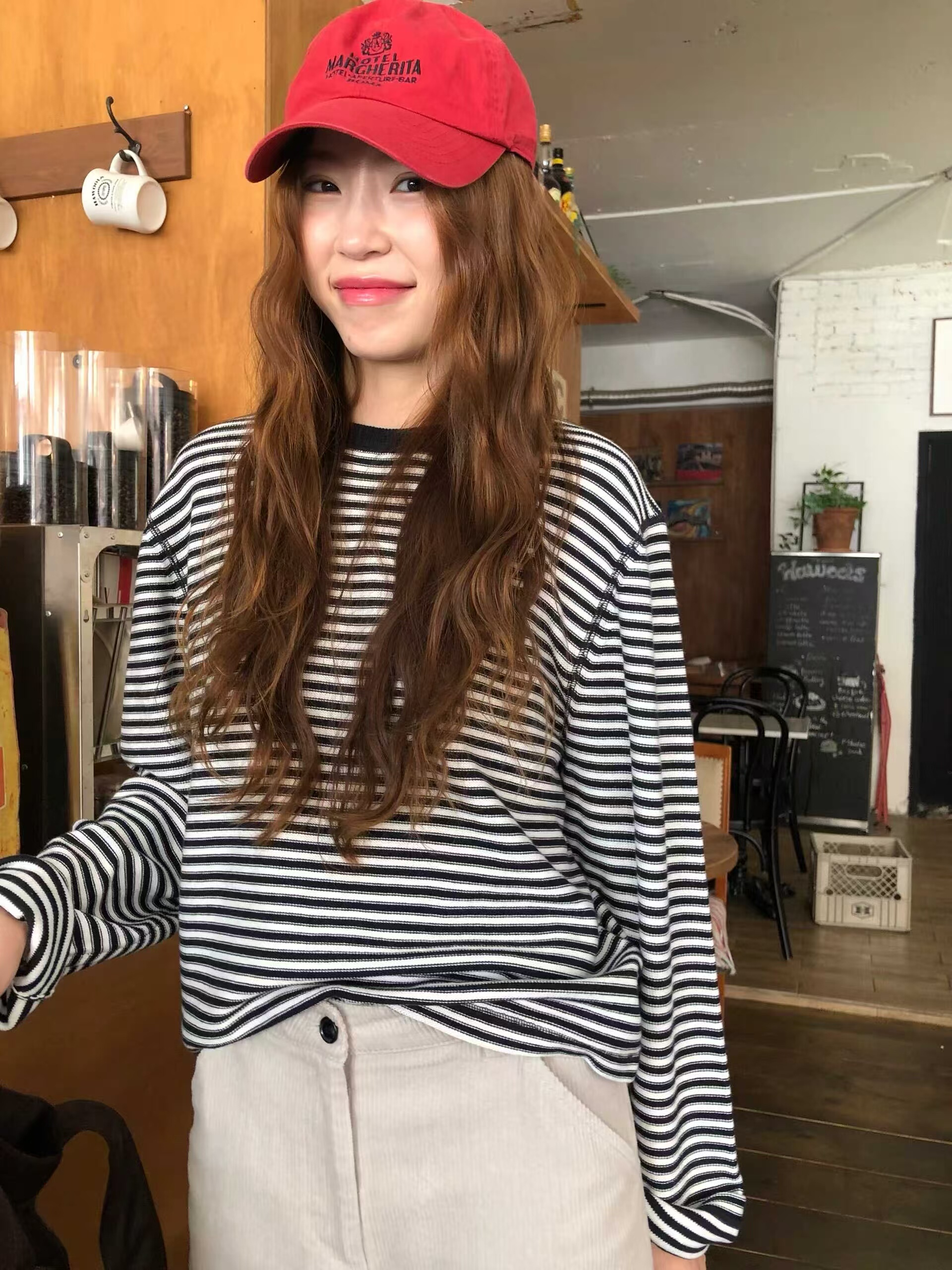 SAN正版秋冬新款 很好穿的条纹百搭长袖针织衫女