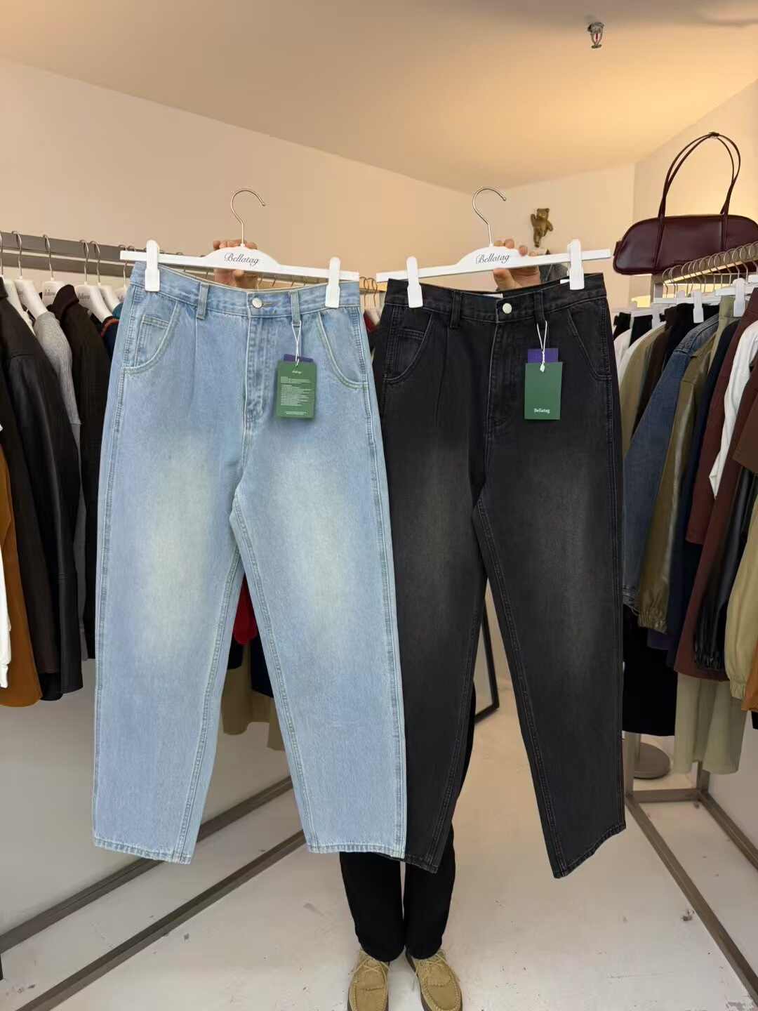 BELLATAG正版秋冬新款 裤型很洋气的小脚牛仔裤女