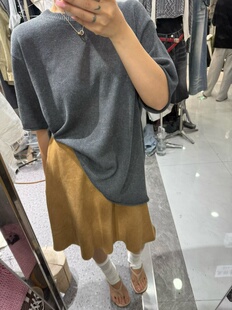 模特自留春夏新款 女 深灰色宽松慵懒气质针织衫