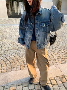 BELLATAG正版秋季新款 简约洋气百搭牛仔外套女
