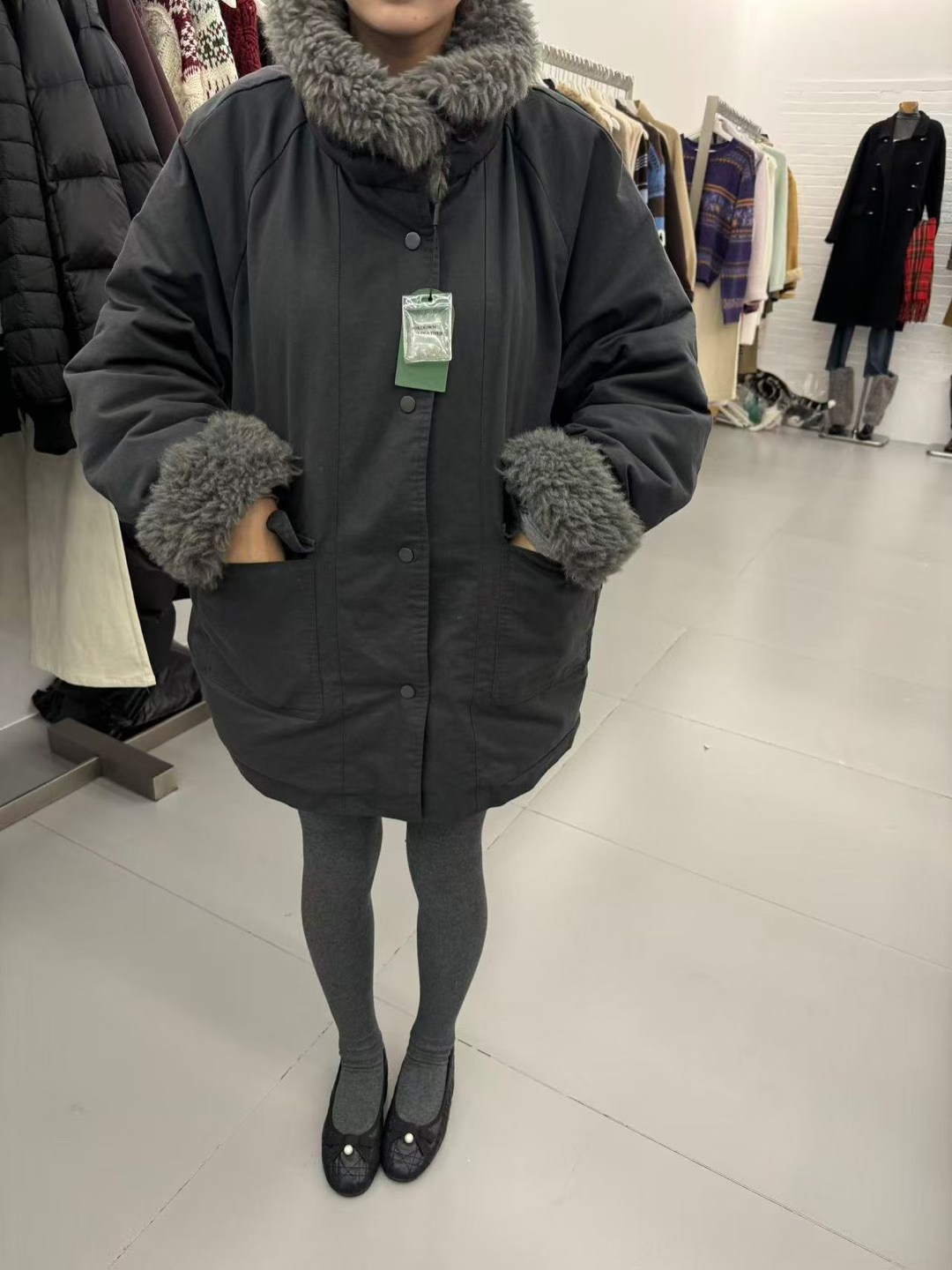 杭州NUT档口冬季新款 洋气中长款毛领百搭气质羽绒服外套女