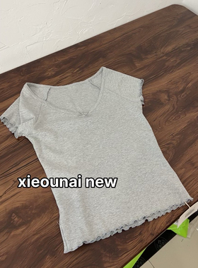 杭州NUT新款 纯欲风精致灰色小T恤女
