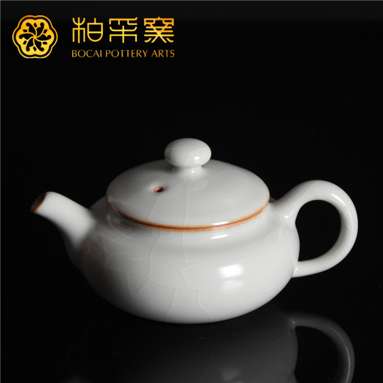 柏采窑正品仿古壶粉青冬青月白色釉HR-114BX四代色釉汝瓷开片茶壶