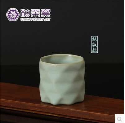 柏采窑早期老粉青停产烧稀缺老款老釉粉青立方杯限量珍藏主人杯