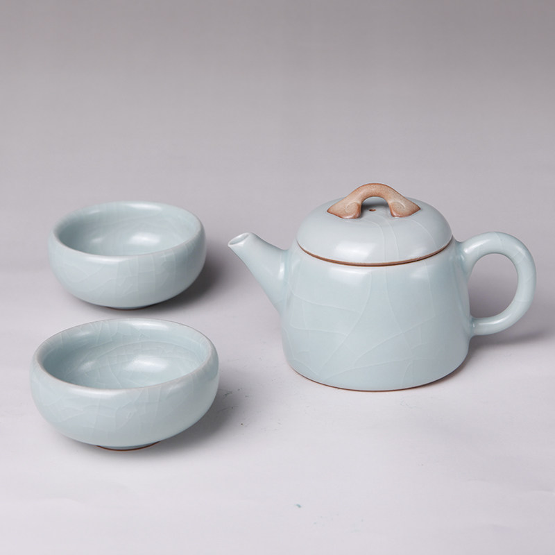 柏采窑正品礼盒套组豆青釉功夫茶具一壶两杯
