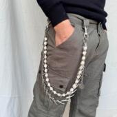 獠牙尖刺骷髅头 朋克风牛仔裤 链 炫酷配饰