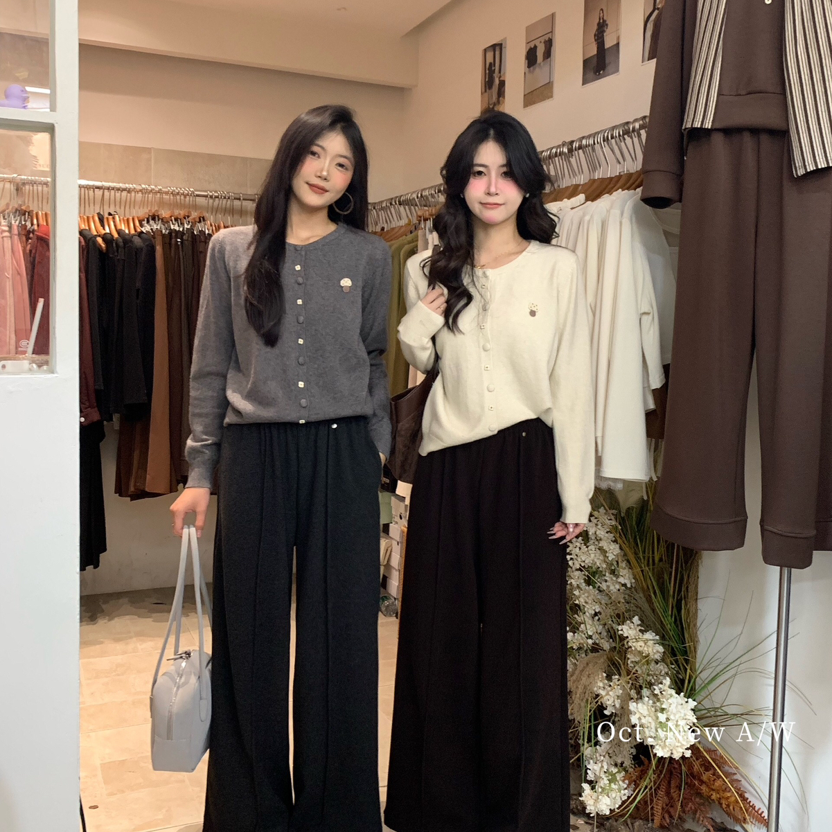 OCT/U.NI-冬上新显瘦小标牌阔腿裤休闲裤33364