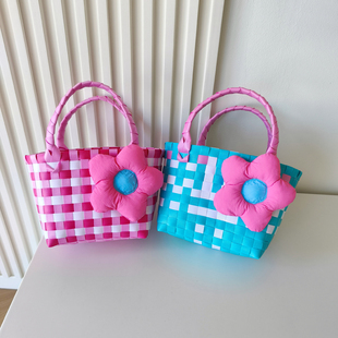 可爱小花朵伴手礼篮儿童生日礼物篮送女神节日编织包结婚伴娘手拎