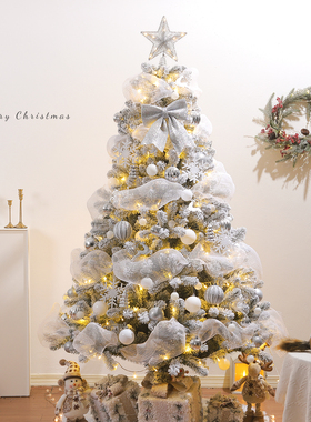 圣诞节白色植绒圣诞树2025新款商场家用高级感雪树氛围布置装饰品