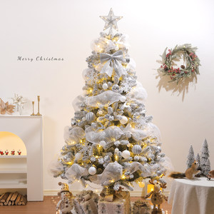 圣诞节白色植绒圣诞树2025新款商场家用高级感雪树氛围布置装饰品