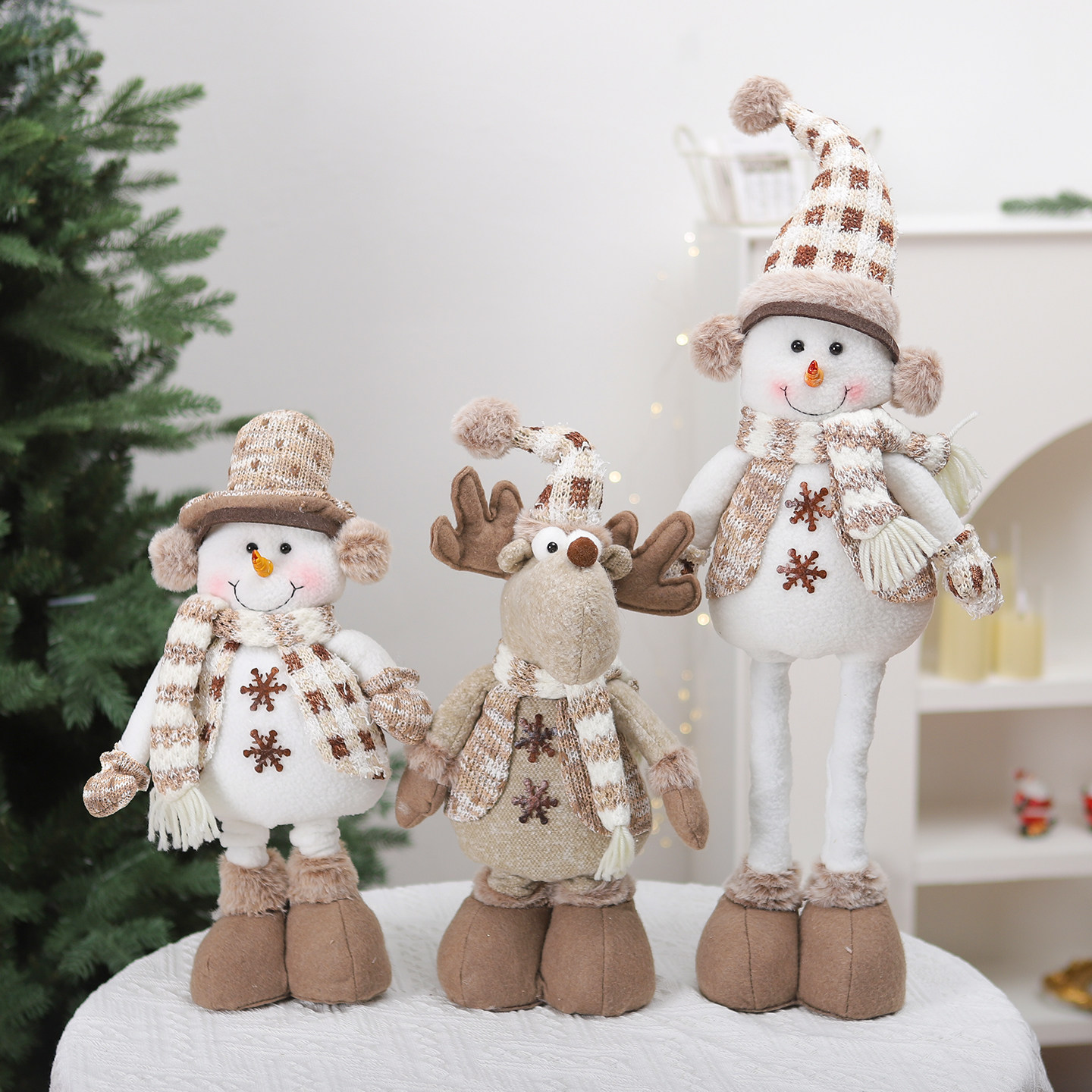 森韵圣诞雪人伸缩公仔麋鹿娃娃