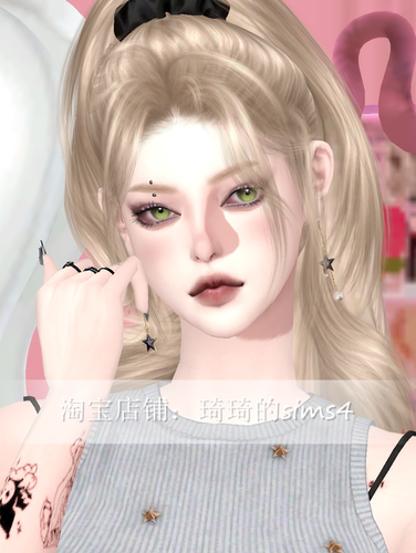 琦琦原创 模拟人生4人物mod|女320|含8套服装发型sims4捏脸游戏