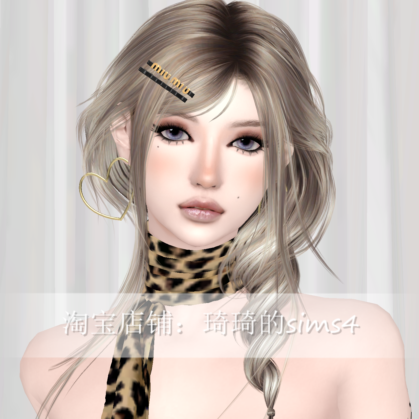 琦琦原创 模拟人生4人物mod|女391|含8套服装发型sims4捏脸游戏