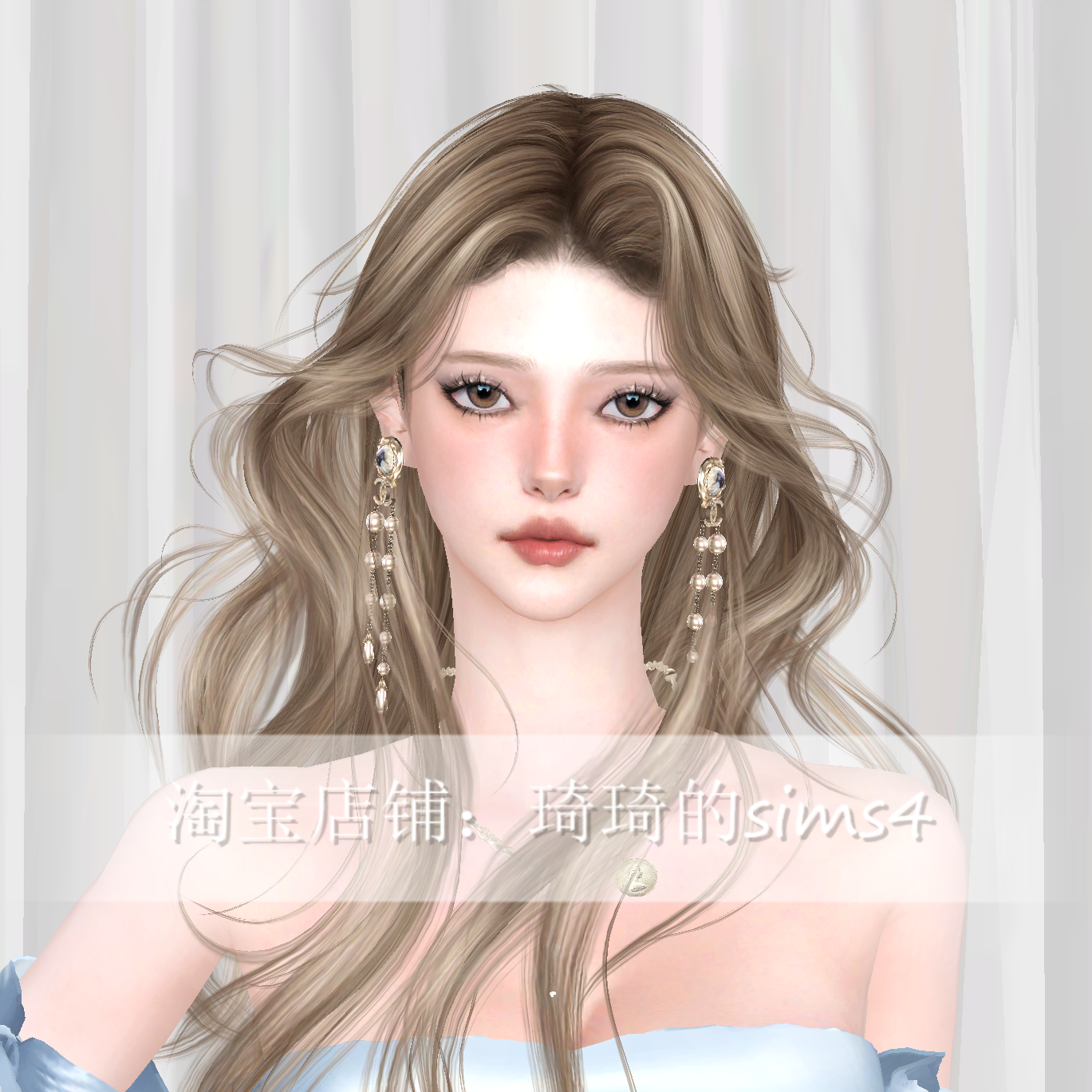 琦琦原创 模拟人生4人物mod|女380|含8套服装发型sims4捏脸游戏