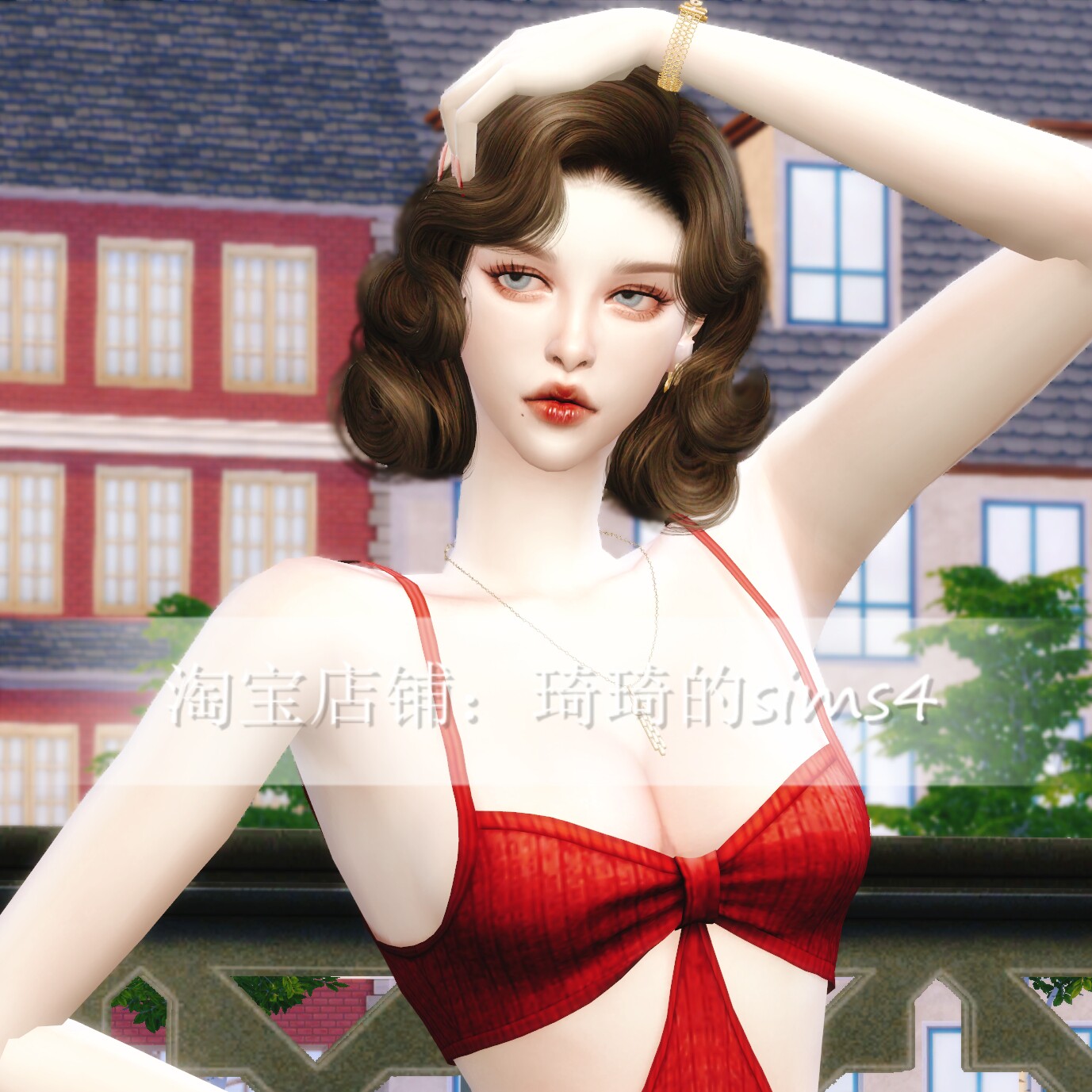 琦琦原创 模拟人生4人物mod|女213|含8套服装发型sims4捏脸游戏