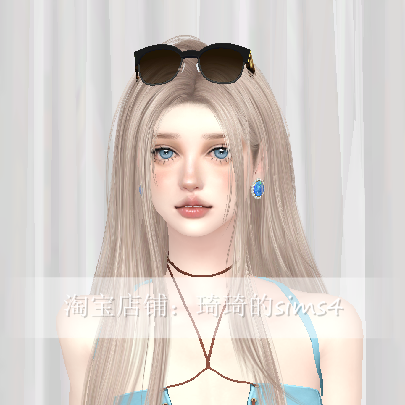 琦琦原创 模拟人生4人物mod|女370|含8套服装发型sims4捏脸游戏