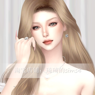 琦琦原创 模拟人生4人物mod|女392|含8套服装发型sims4捏脸游戏