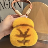 可爱獭兔毛小金袋钥匙扣挂件ins招财钱袋子暴富创意包包挂饰礼物