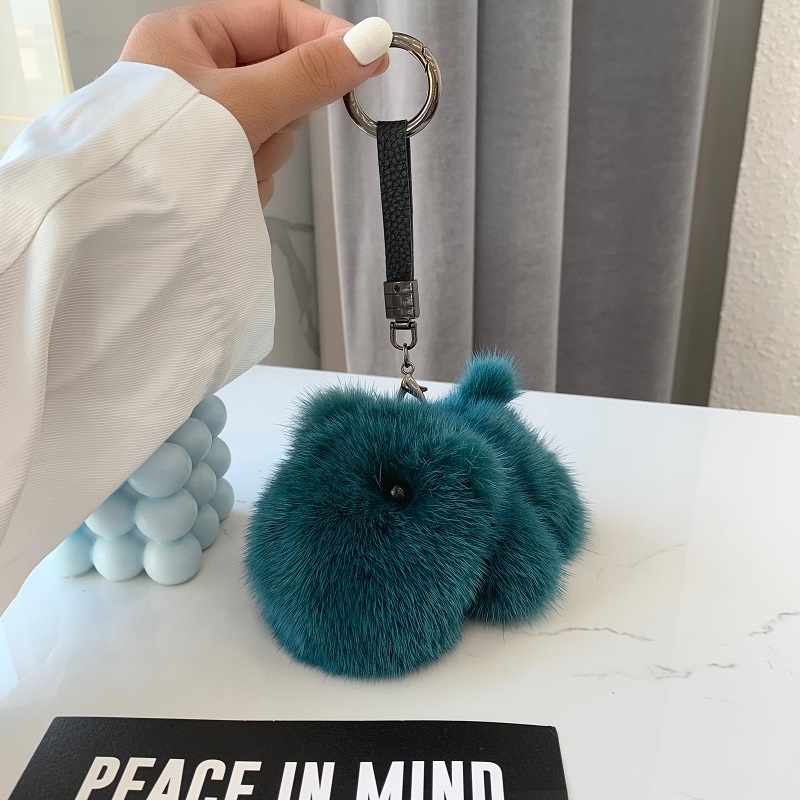个性创意水貂毛小河马挂饰可爱毛绒公仔玩偶汽车钥匙扣包包挂饰女