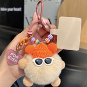 可爱獭兔毛小煤球包包挂件书包丑东西公仔挂饰卡通玩偶汽车钥匙扣