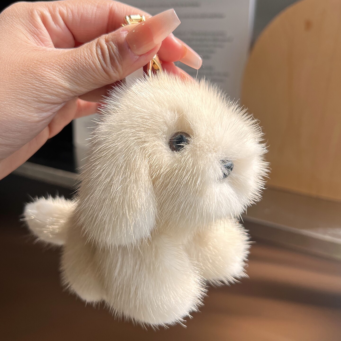 可爱水貂毛小狗汽车钥匙扣挂件网红毛绒玩偶公仔包包挂饰小礼物