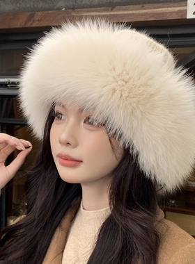赛雅娜狐狸毛渔夫帽韩版女秋冬