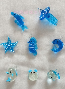 创意手工玻璃水母工艺品 海豚挂件小鲨鱼摆件 小鲸鱼挂饰装饰鱼缸