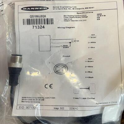 【议价】Banner邦纳QS186LEQ5光电感测器货号7
