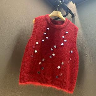 80斤 衣长52CM 140斤 针织简约亮片马甲背心 2024年新款