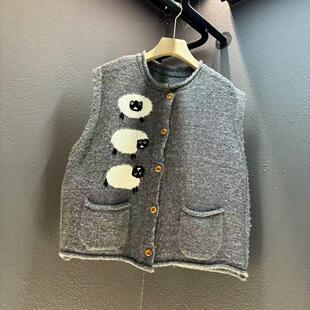 80斤 2024年新款 衣长64CM 马甲 140斤 针织显瘦小羊开衫