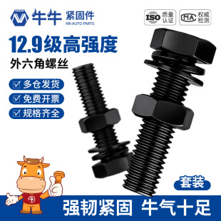 12.9级外六角螺丝螺母套装 大全牙半牙高强度螺栓螺钉M5M6M8M10M12